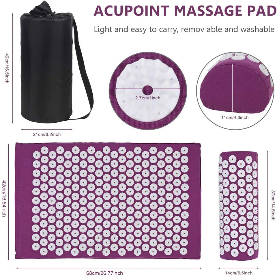 CoolFit Acupressure Mat & Pillow Set – Kuznetsov Spike Mat for Back & Neck Relief