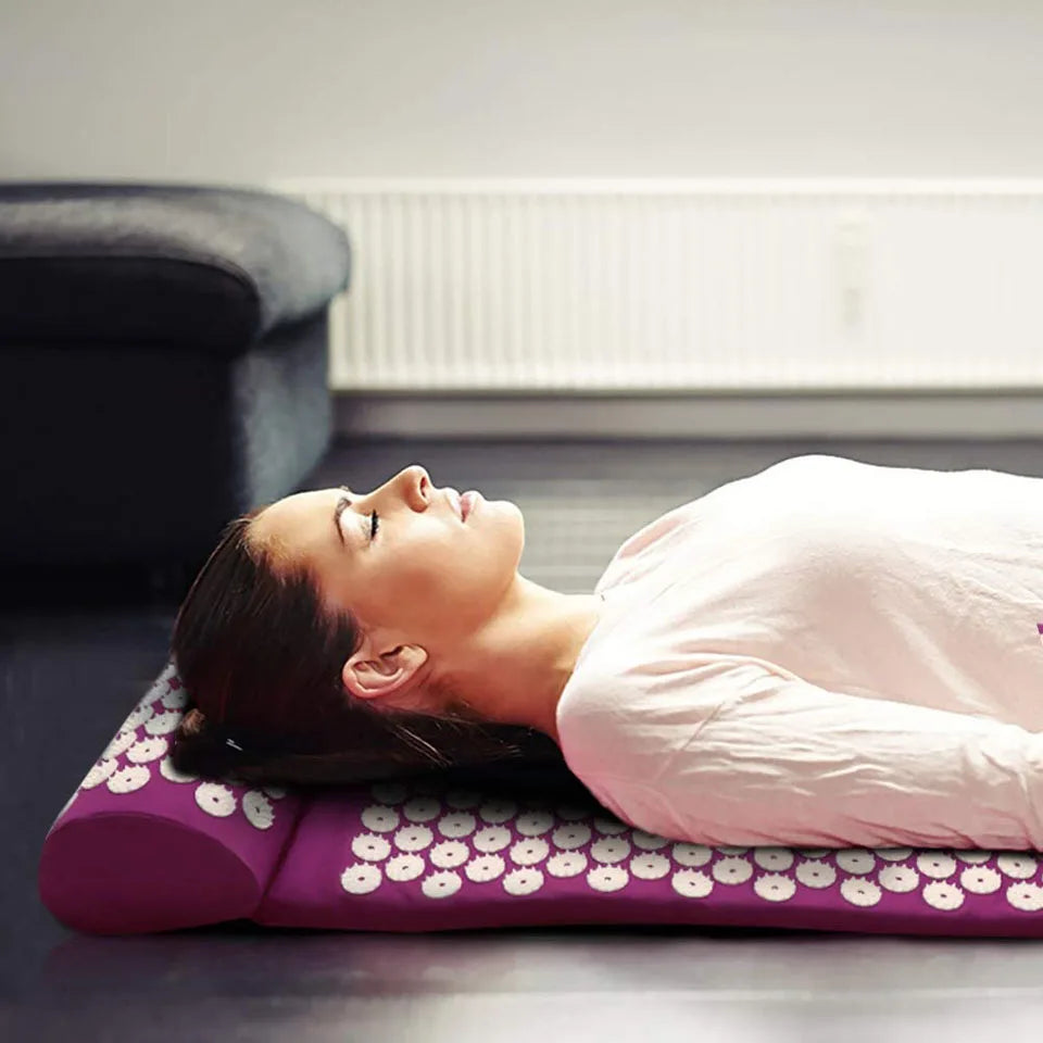CoolFit Acupressure Mat & Pillow Set – Kuznetsov Spike Mat for Back & Neck Relief