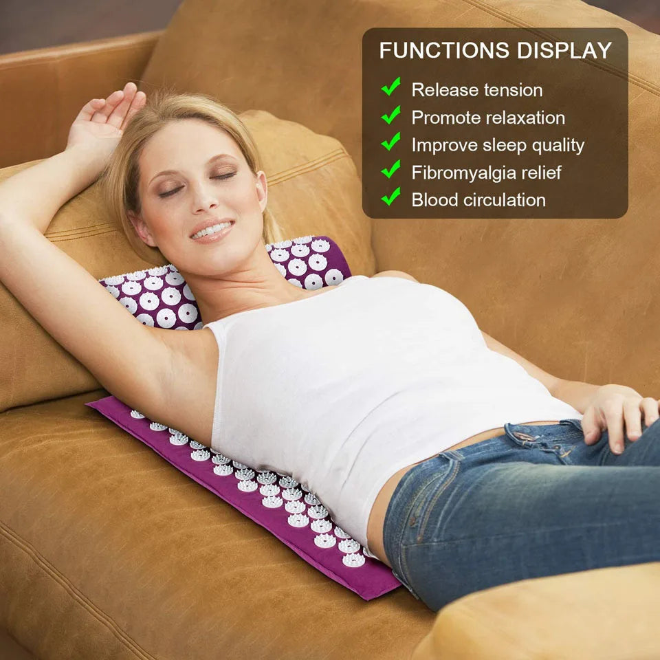 CoolFit Acupressure Mat & Pillow Set – Kuznetsov Spike Mat for Back & Neck Relief