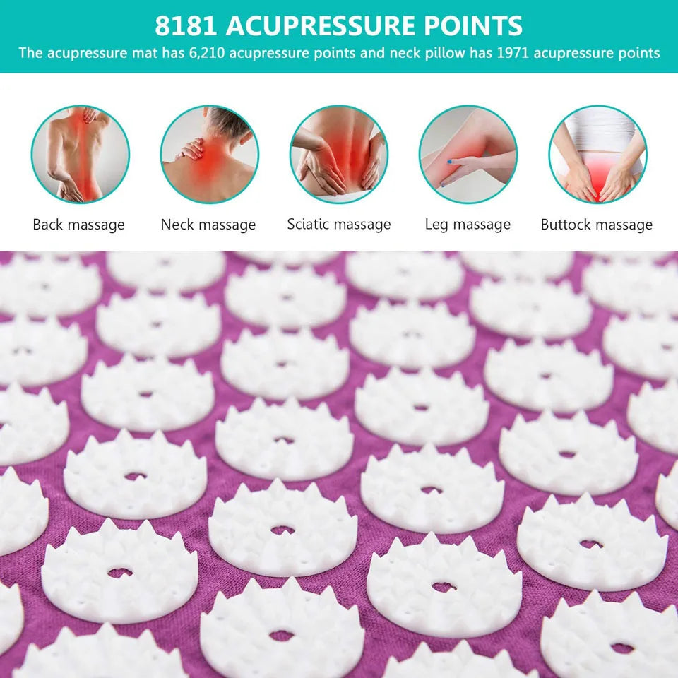 CoolFit Acupressure Mat & Pillow Set – Kuznetsov Spike Mat for Back & Neck Relief