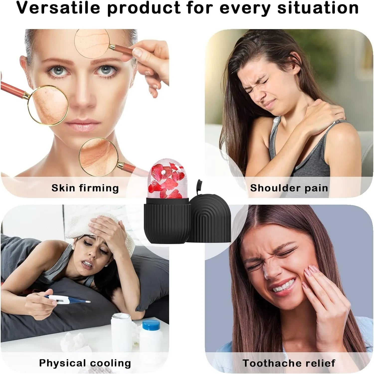 Ice Cube Face Roller – Silicone Skin Brightening & Depuffing Tool