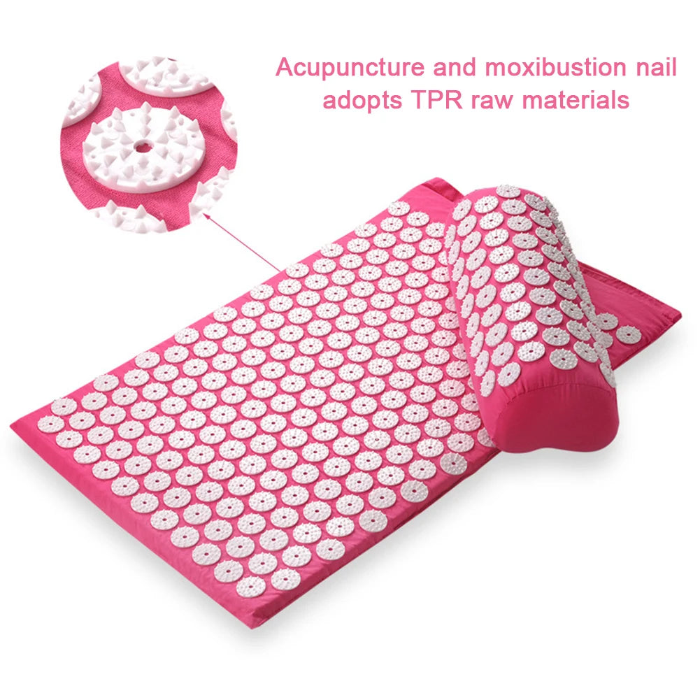Acupressure Mat & Pillow Set with Storage Bag – Neck, Back & Foot Massage