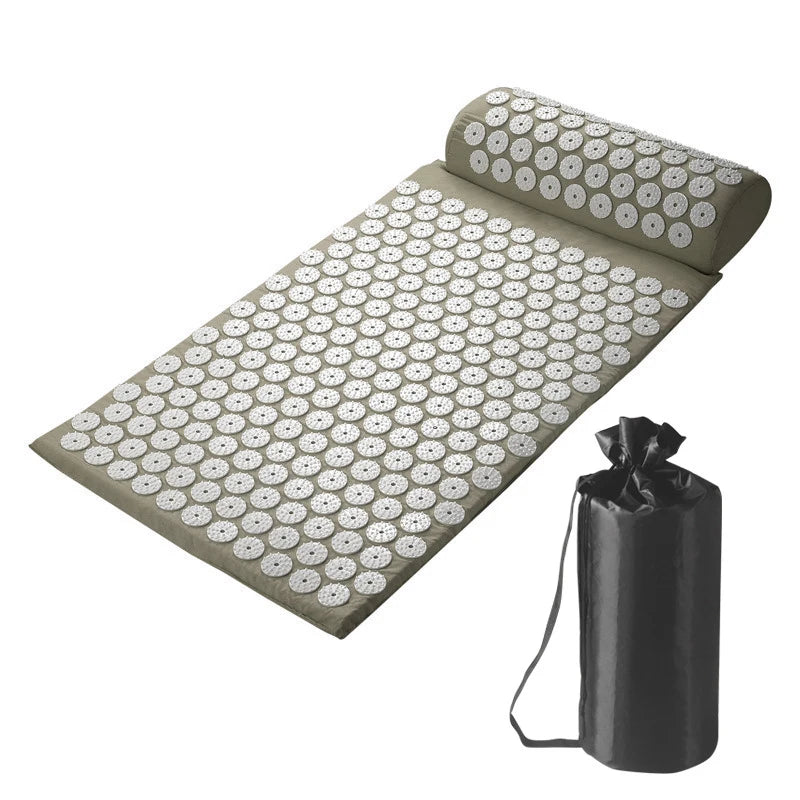 Acupressure Mat & Pillow Set with Storage Bag – Neck, Back & Foot Massage