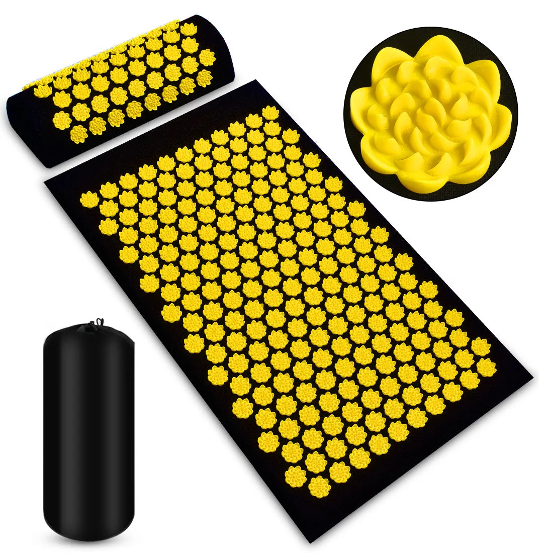 3-Piece Acupressure Mat & Pillow Set – Spike Mat for Back & Body Pain Relief