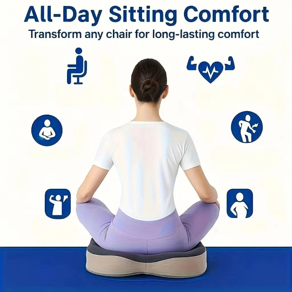 Memory Foam Seat Cushion with Center Groove – Anti-Decubitus Support for Car & Office