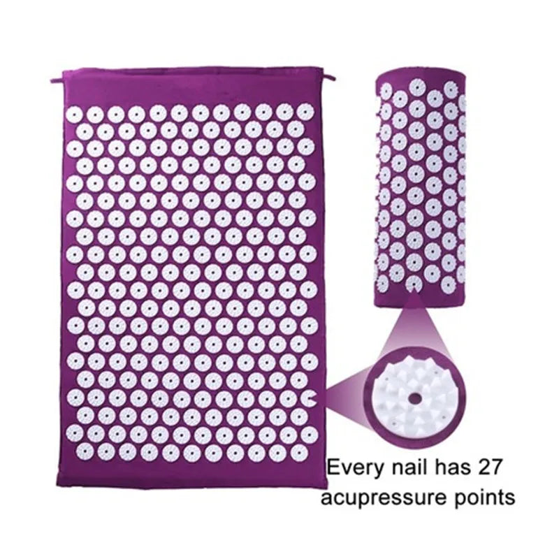 Acupressure Massage Mat & Pillow Set with Bag – Spike Mat for Back Pain & Stress Relief