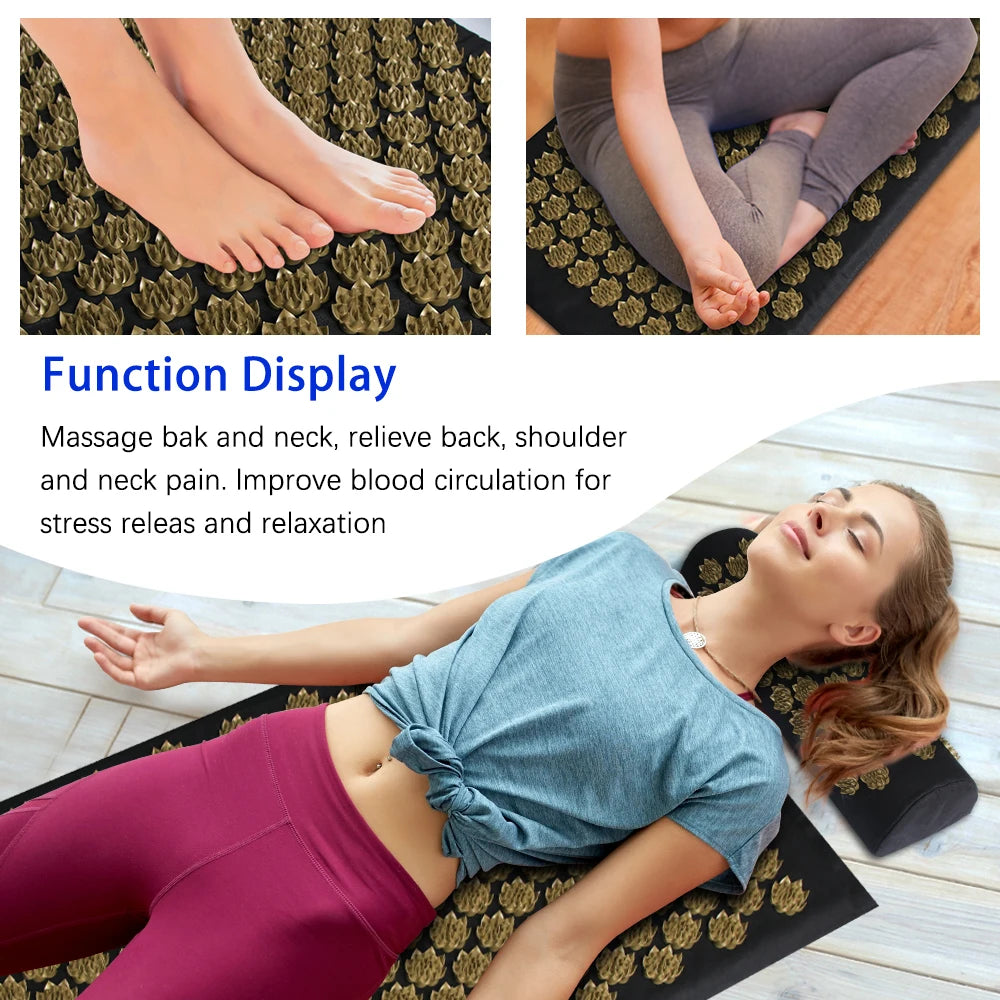 Acupressure Yoga Mat – Kuznetsov Spike Mat with Pillow & Foot Massager