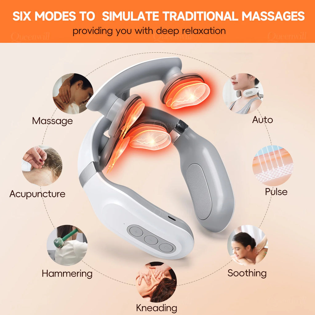 4D Smart Cervical Massager – Heating Deep Tissue Kneading for Neck & Shoulder Relief