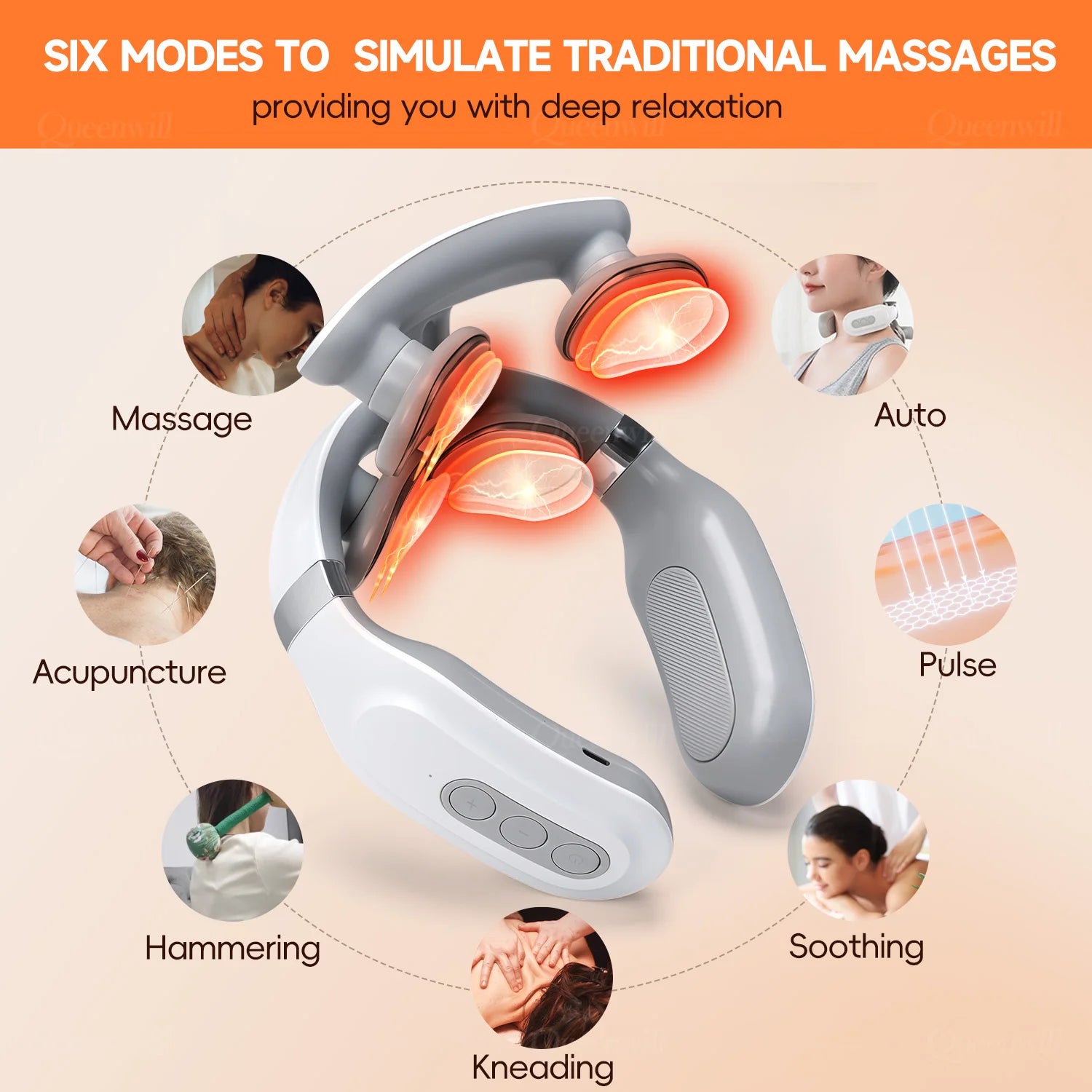 4D Smart Cervical Massager – Heating Deep Tissue Kneading for Neck & Shoulder Relief