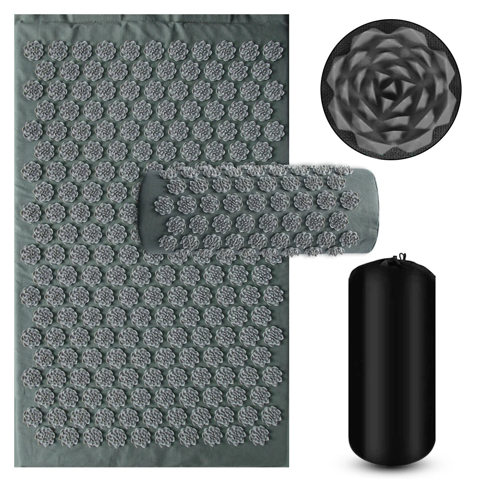 Acupressure Yoga Mat – Kuznetsov Spike Mat with Pillow & Foot Massager