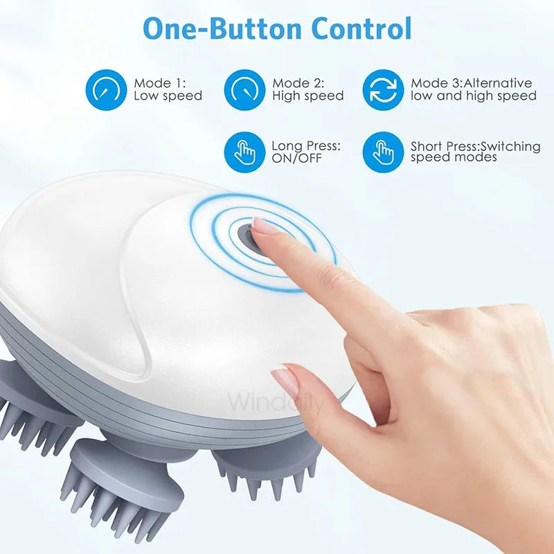 Electric Scalp & Head Massager – Kneading Vibration for Neck, Shoulder & Body Relief