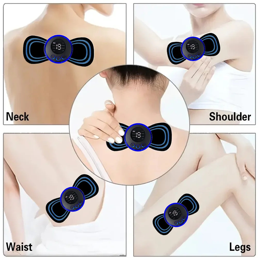 Smart Electric Neck Massager Set – Cervical Patch, 8 Modes & 19 Intensity Levels