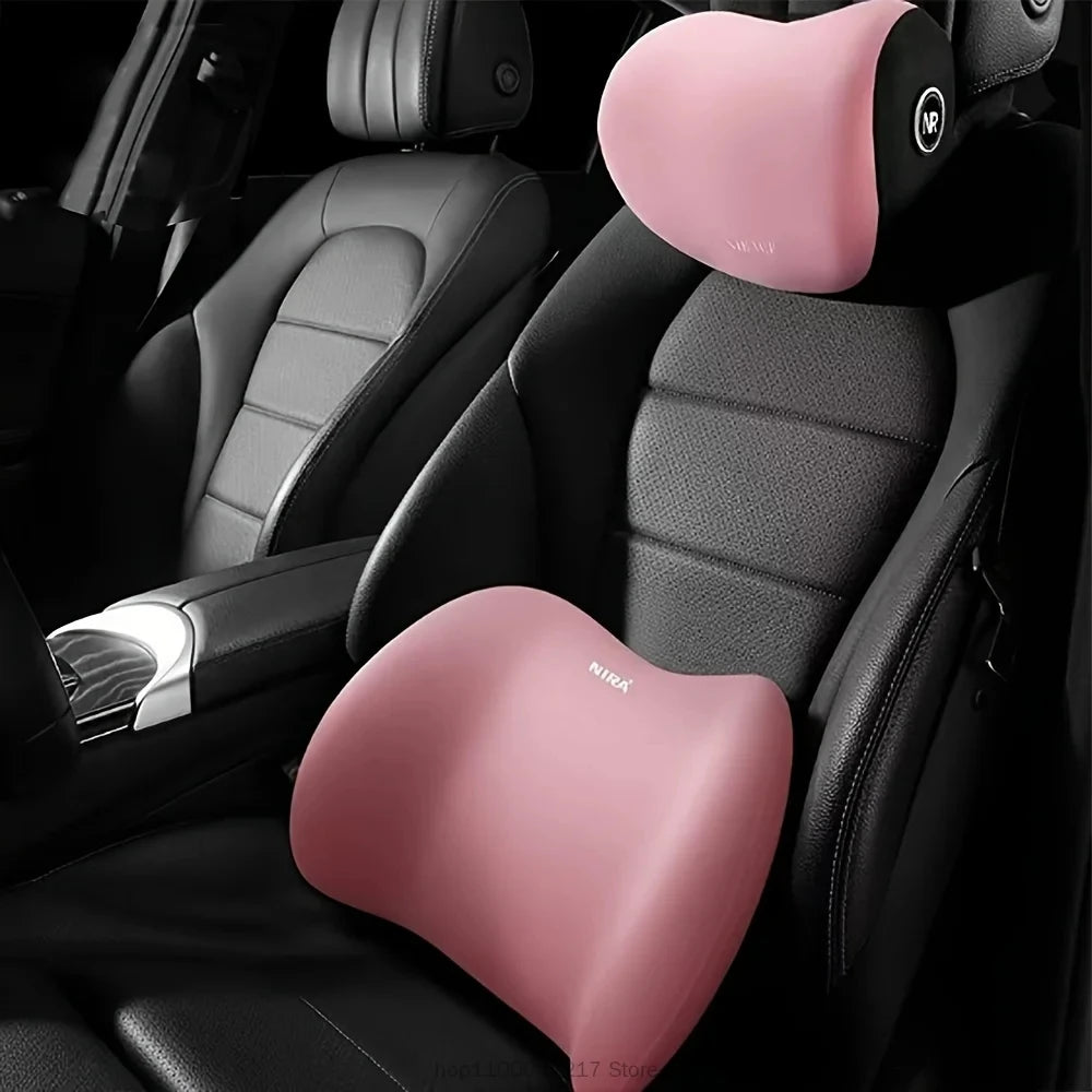 Ergonomic Memory Foam Car Seat Cushion & Headrest – All-Season Lumbar Support