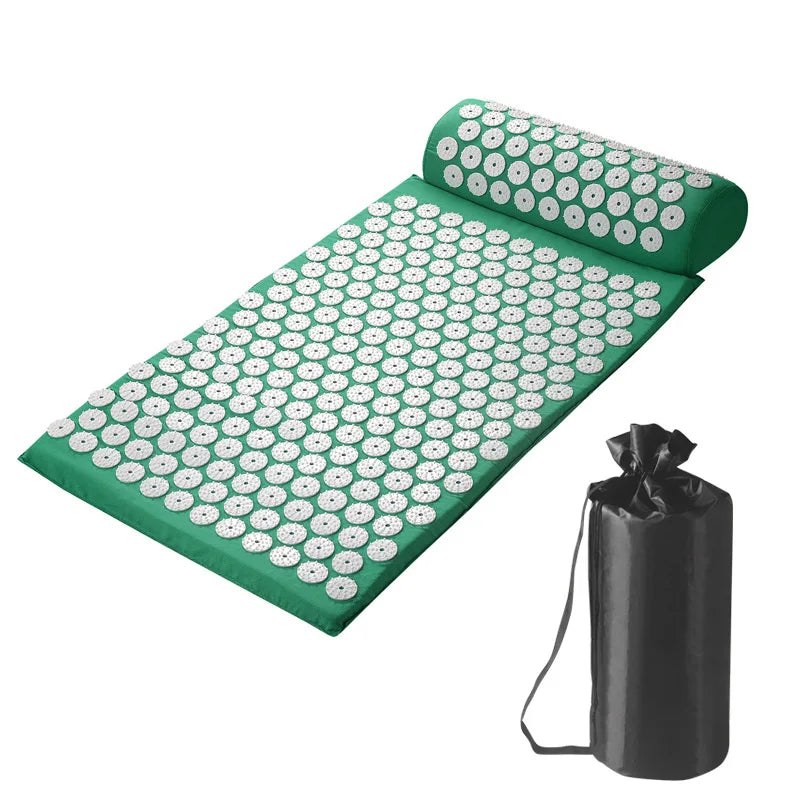 Acupressure Mat & Pillow Set with Storage Bag – Neck, Back & Foot Massage