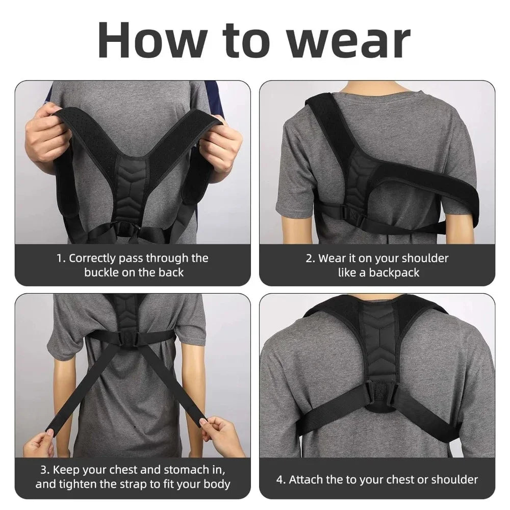 Premium Adjustable Posture Corrector Belt – Back, Neck & Shoulder Clavicle Support Brace