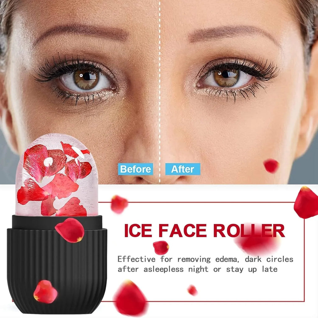 Ice Cube Face Roller – Silicone Skin Brightening & Depuffing Tool