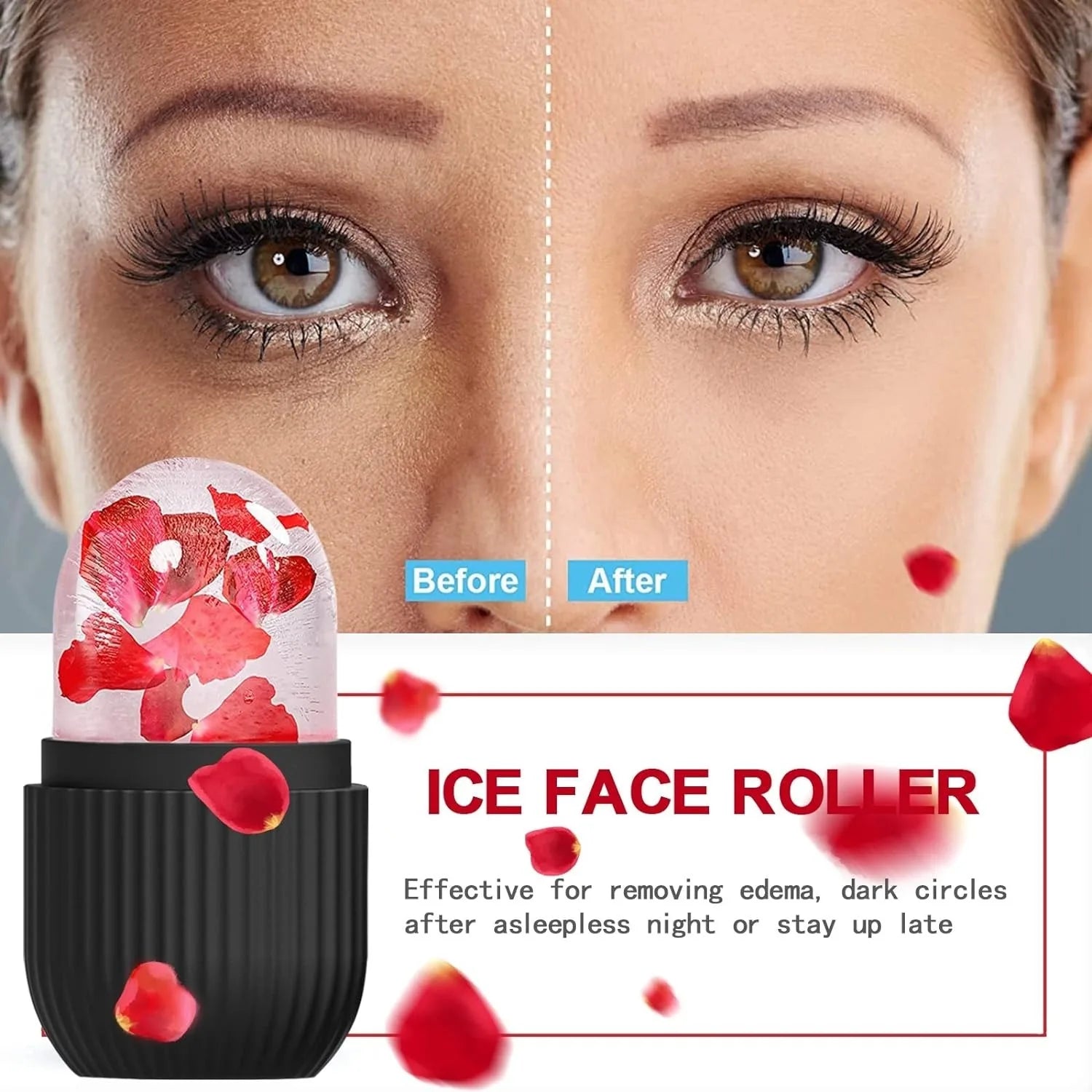 Ice Cube Face Roller – Silicone Skin Brightening & Depuffing Tool