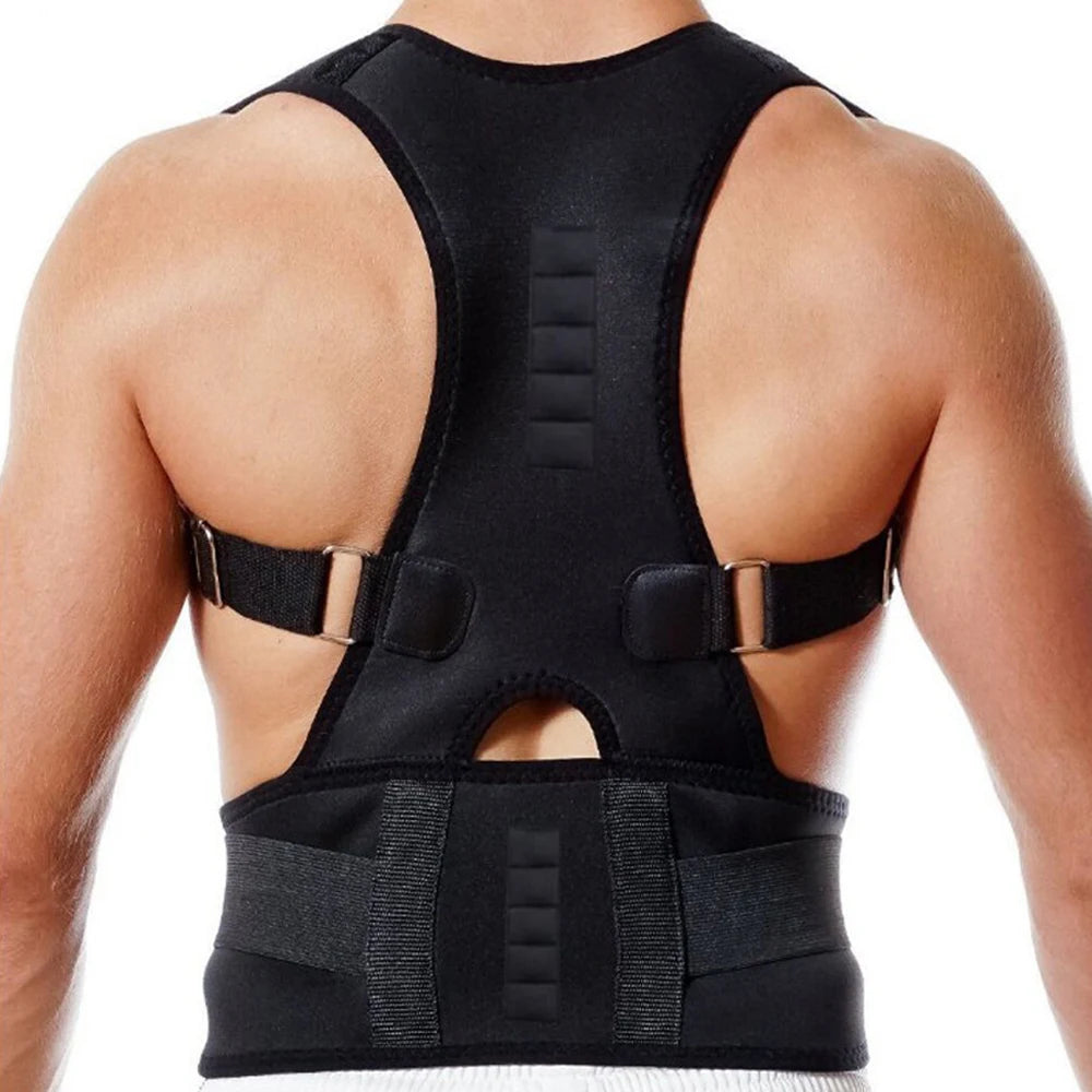 Adjustable Magnet Posture Corrector – Back Corset Belt & Shoulder Lumbar Support Brace