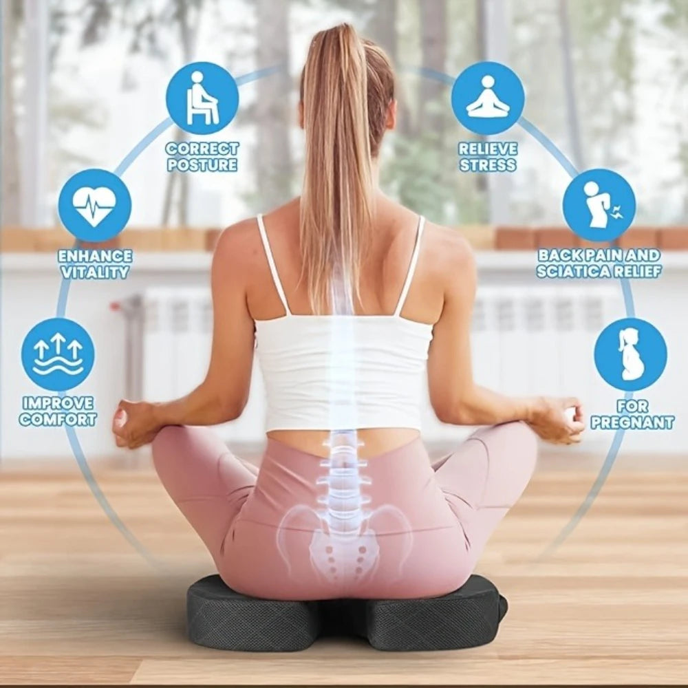 Memory Foam Ergonomic Seat Cushion – Orthopedic Hip Support for Office & Car