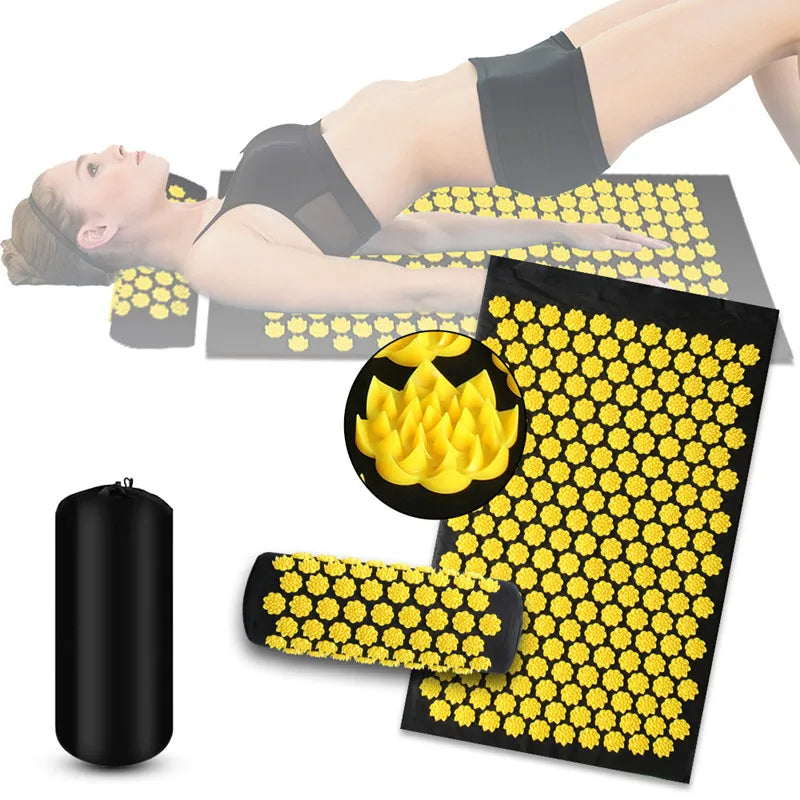 3-Piece Acupressure Mat & Pillow Set – Spike Mat for Back & Body Pain Relief