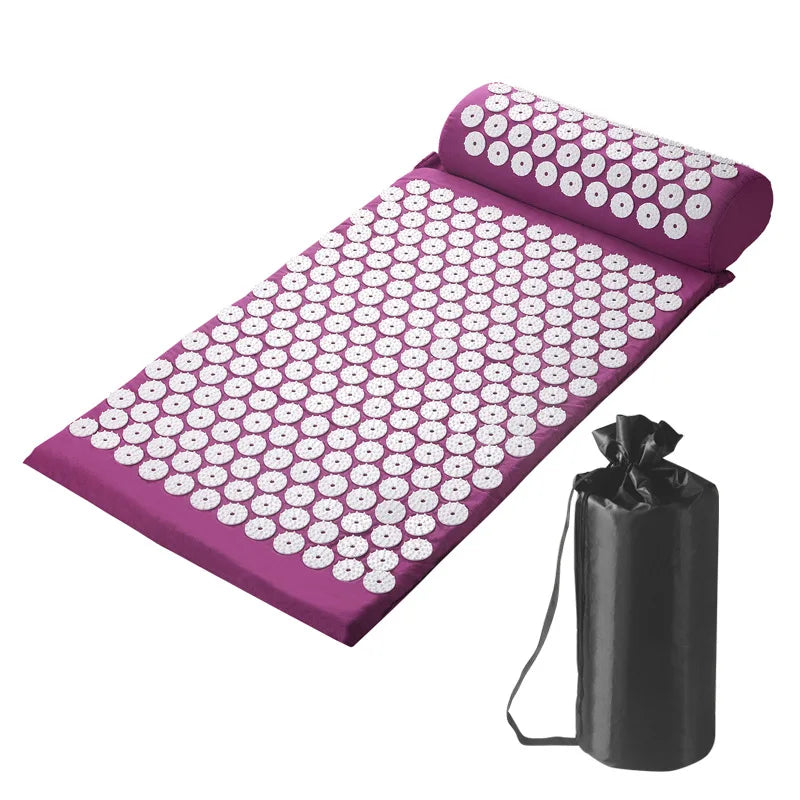 Acupressure Mat & Pillow Set with Storage Bag – Neck, Back & Foot Massage