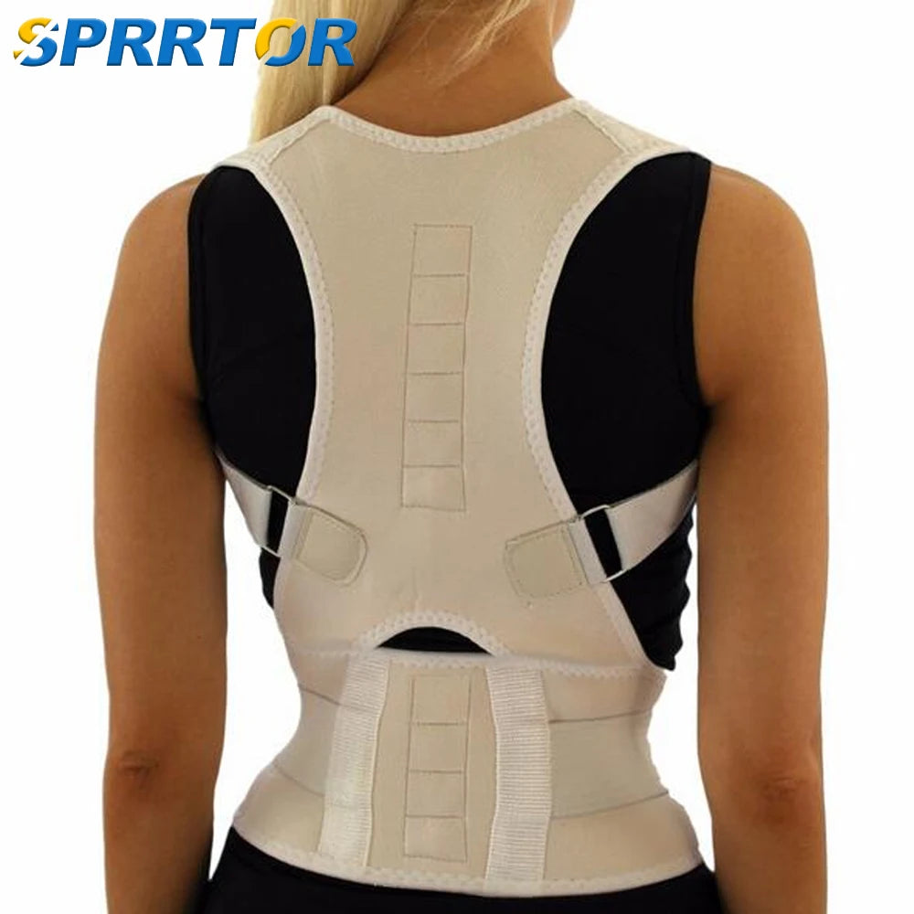 Adjustable Magnet Posture Corrector – Back Corset Belt & Shoulder Lumbar Support Brace