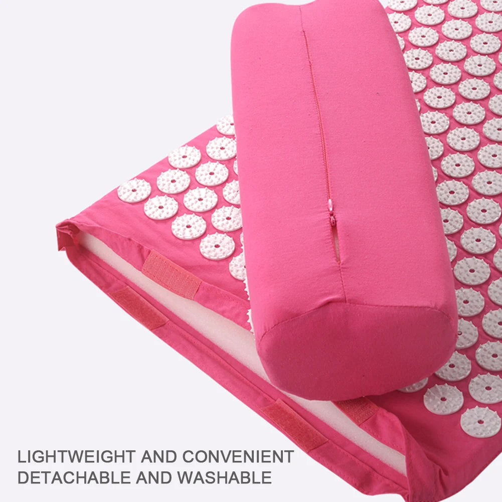 Acupressure Mat & Pillow Set with Storage Bag – Neck, Back & Foot Massage