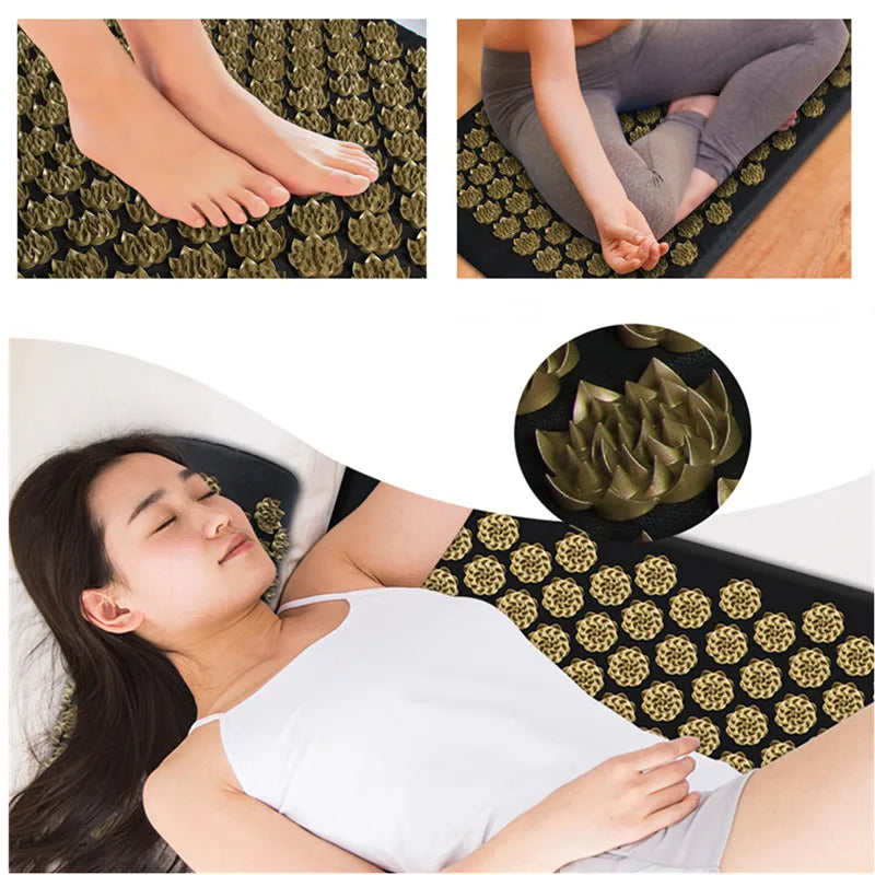 3-Piece Acupressure Mat & Pillow Set – Spike Mat for Back & Body Pain Relief