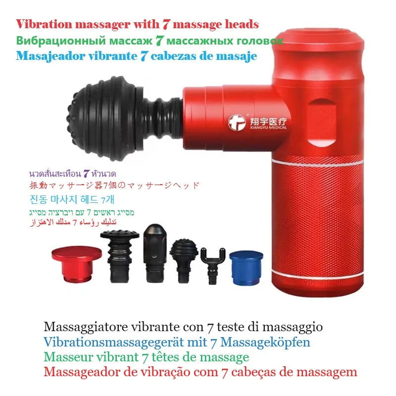 Professional Electric Fascia Gun – 7 Heads, 4 Speeds, Deep Tissue Muscle Massager