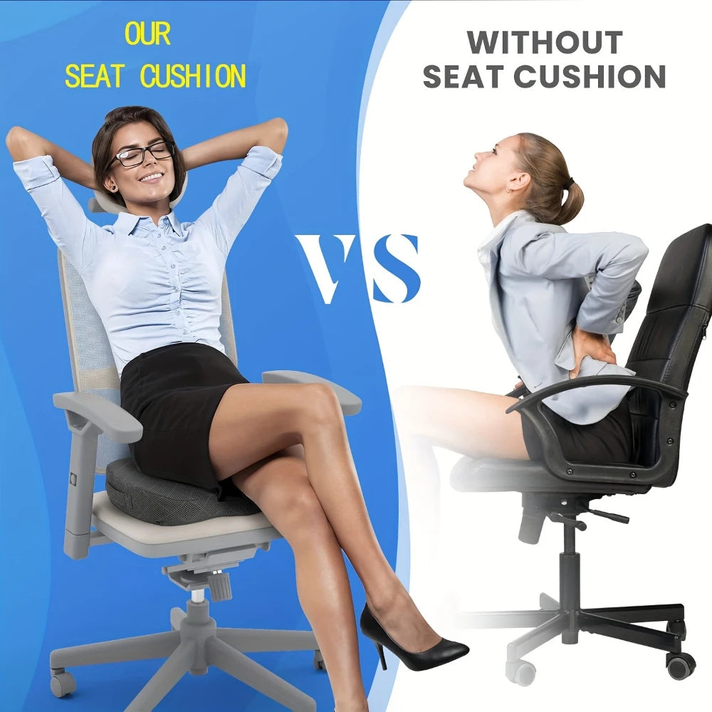 Memory Foam Ergonomic Seat Cushion – Orthopedic Hip Support for Office & Car