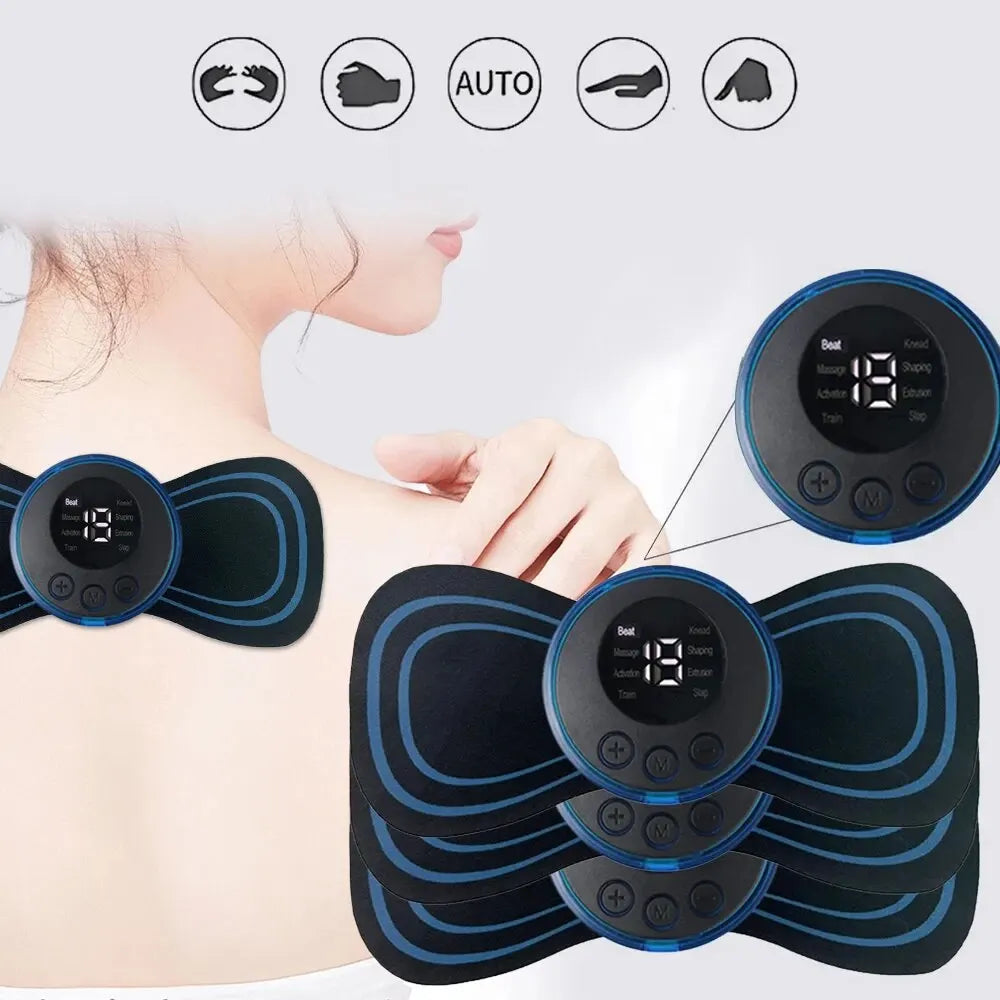 Smart Electric Neck Massager Set – Cervical Patch, 8 Modes & 19 Intensity Levels