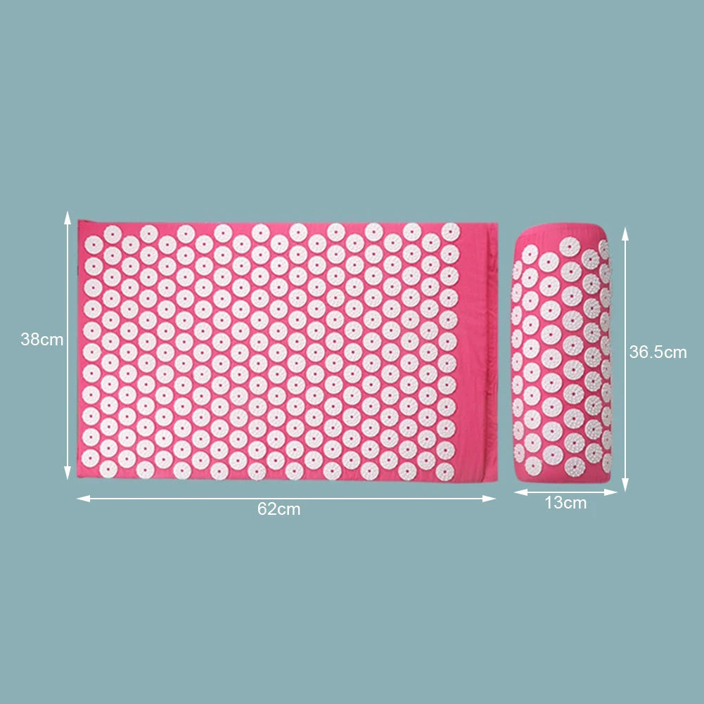 Acupressure Mat & Pillow Set with Storage Bag – Neck, Back & Foot Massage