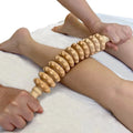 Wood Roller Fascia Massager – Anti-Slip Handle, 12 Rollers for Full Body Relief