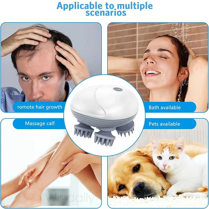 Electric Scalp & Head Massager – Kneading Vibration for Neck, Shoulder & Body Relief