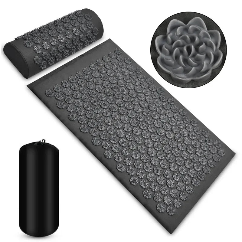 3-Piece Acupressure Mat & Pillow Set – Spike Mat for Back & Body Pain Relief
