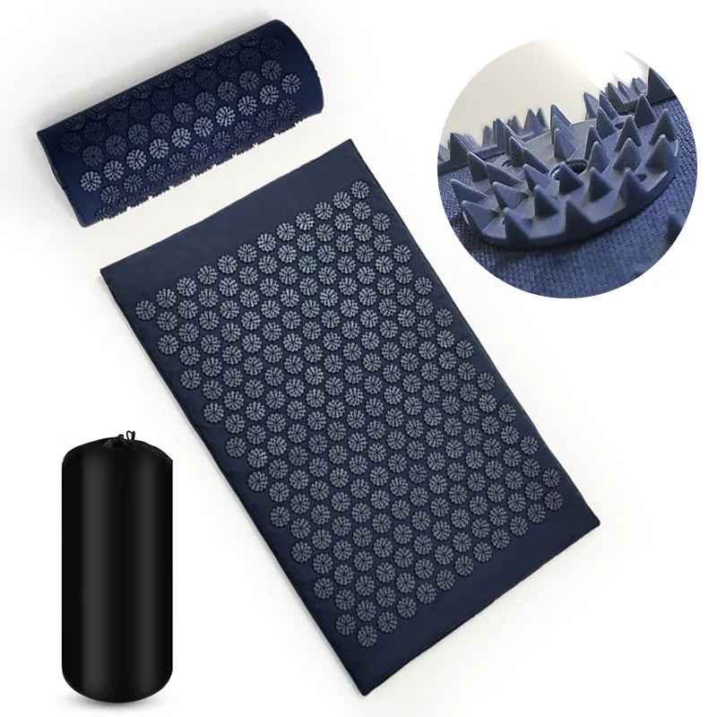 Acupressure Massage Mat & Pillow Set with Bag – Spike Mat for Back Pain & Stress Relief