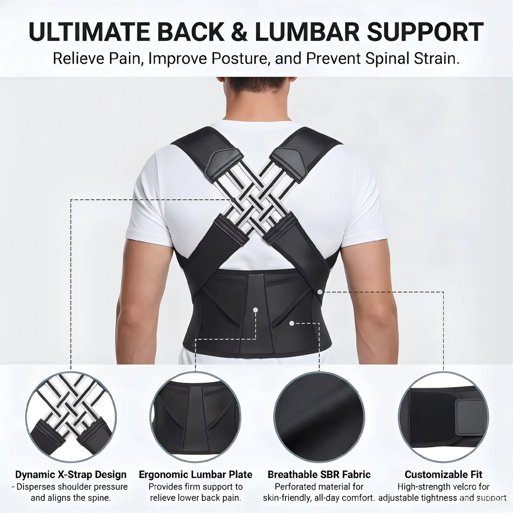 Back Brace Posture Corrector for Women Men Adjustable Lumbar Support Shoulder Posture Brace Improve Posture Back Pain Relief