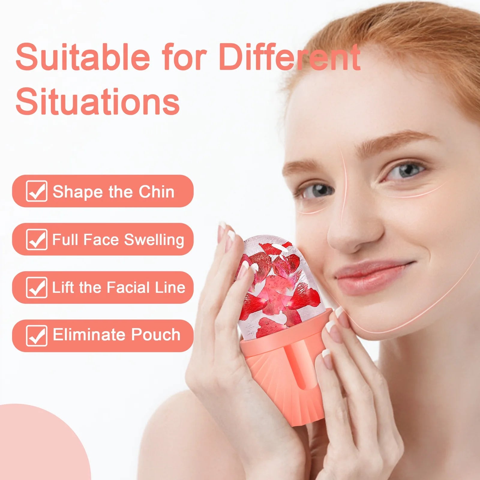Silicone Ice Face Roller – Pore-Shrinking Cooling Massage Tool for Face & Neck