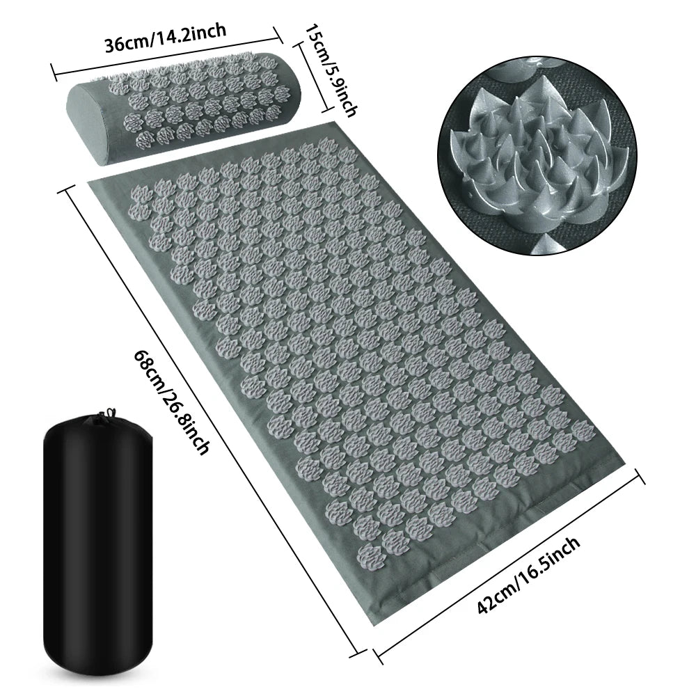 Shiatsu Acupressure Spike Mat & Pillow – Sport Fitness & Yoga Massage Pad