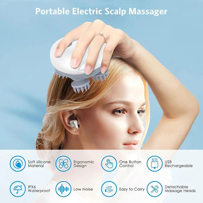 Electric Scalp & Head Massager – Kneading Vibration for Neck, Shoulder & Body Relief