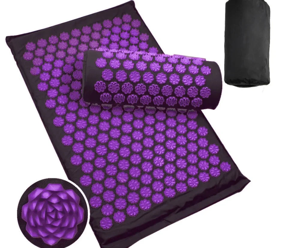 3-Piece Acupressure Mat & Pillow Set – Spike Mat for Back & Body Pain Relief