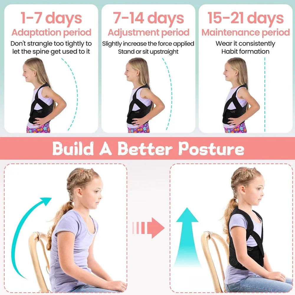 Kids Back Posture Corrector – Adjustable Clavicle Brace for Kyphosis & Slouching