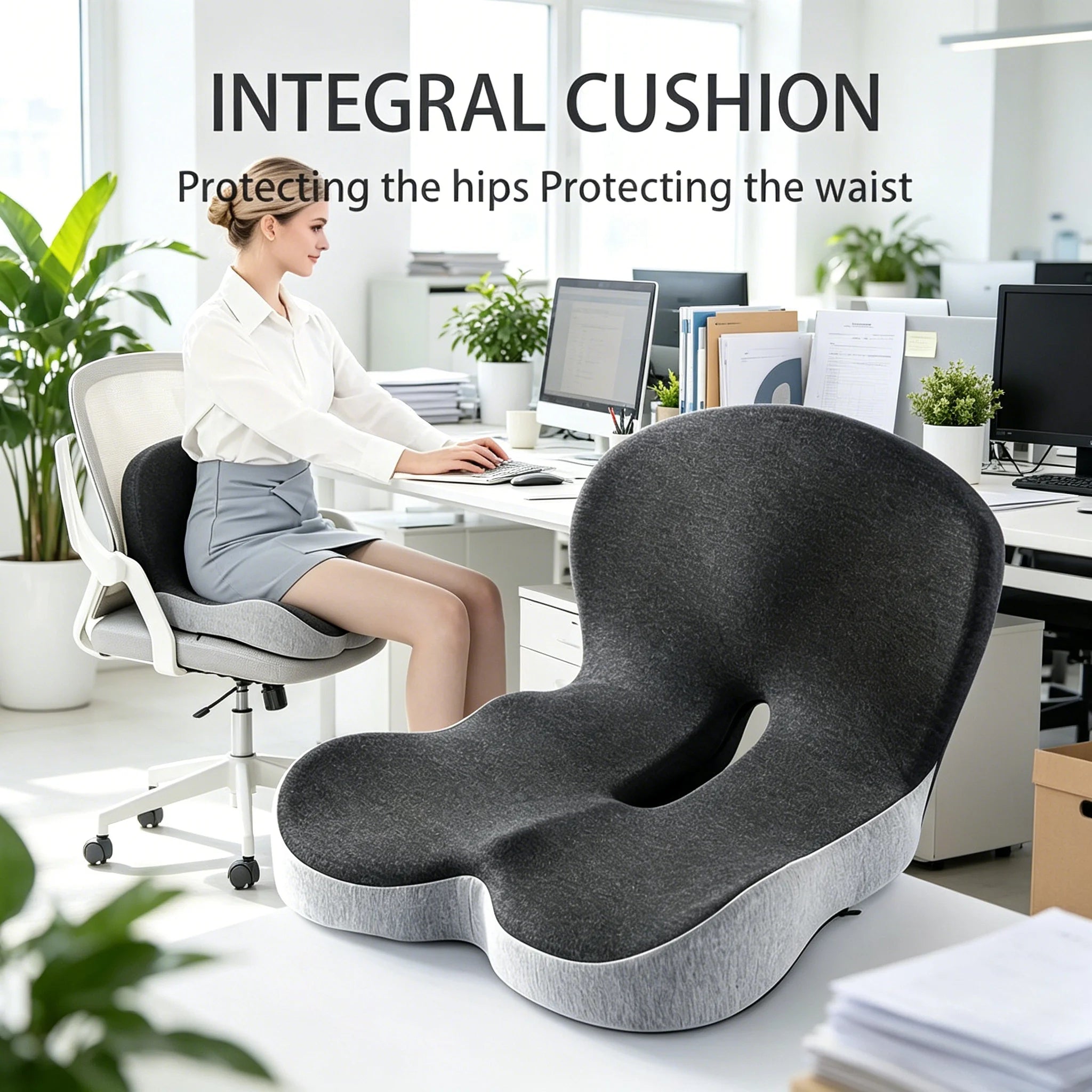 Ergonomic Orthopedic Seat Cushion with Washable Cover – Waist & Hip Support