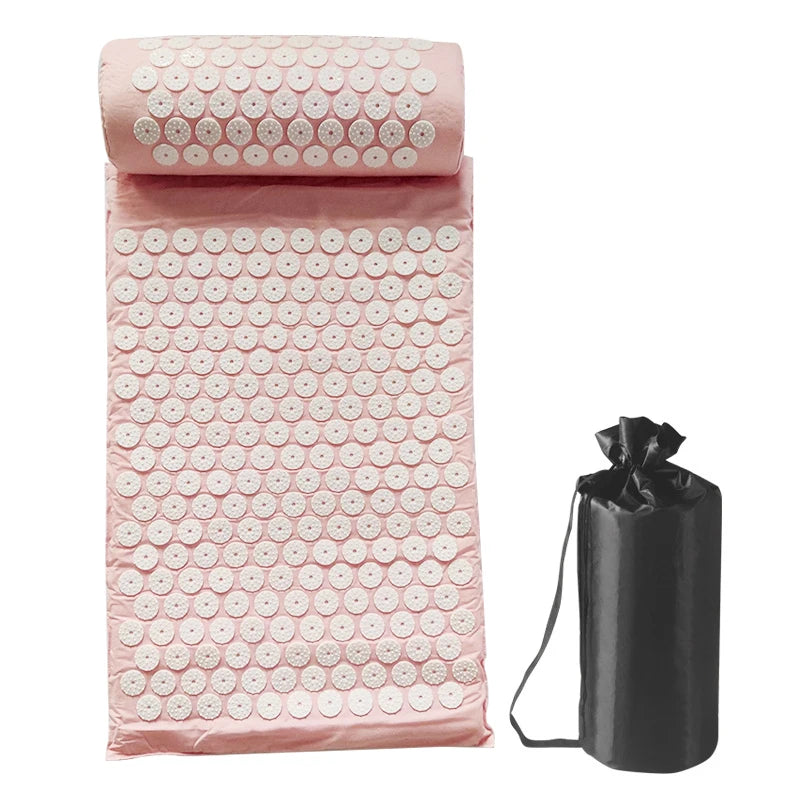 Acupressure Mat & Pillow Set with Storage Bag – Neck, Back & Foot Massage