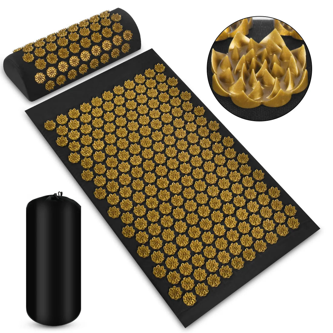3-Piece Acupressure Mat & Pillow Set – Spike Mat for Back & Body Pain Relief