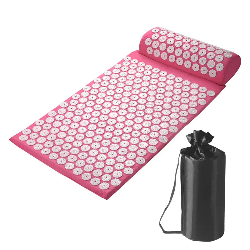 Acupressure Mat & Pillow Set with Storage Bag – Neck, Back & Foot Massage