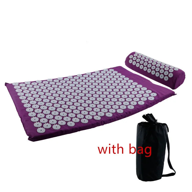Acupressure Massage Mat & Pillow Set with Bag – Spike Mat for Back Pain & Stress Relief