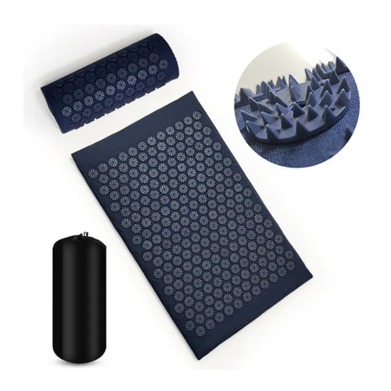 Acupressure Massage Mat & Pillow Set with Bag – Spike Mat for Back Pain & Stress Relief