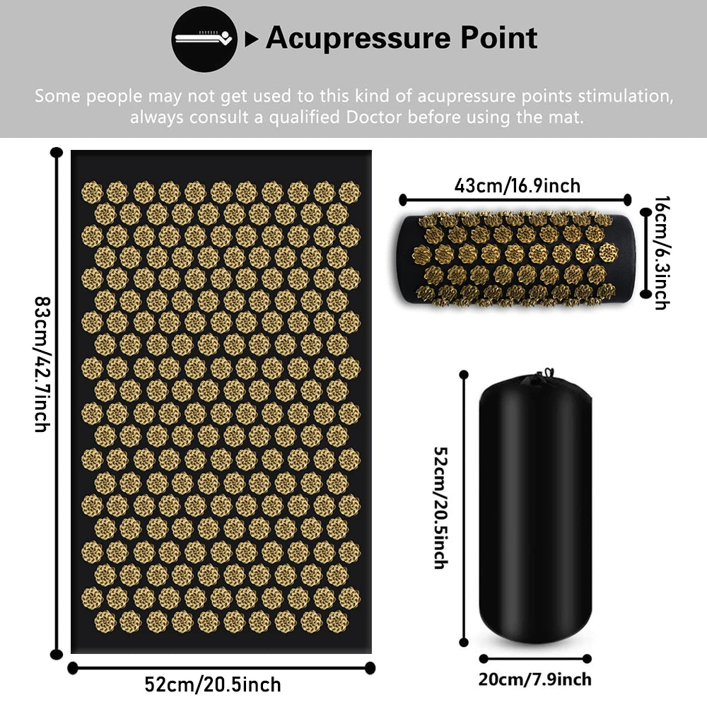 Acupressure Yoga Mat – Kuznetsov Spike Mat with Pillow & Foot Massager
