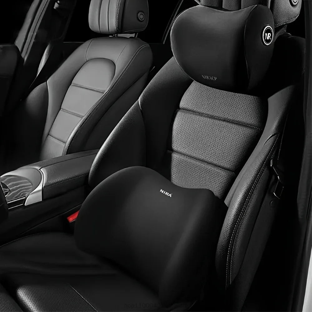 Ergonomic Memory Foam Car Seat Cushion & Headrest – All-Season Lumbar Support